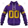 NFL Minnesota Vikings Custom Name Number Purple Alternate Jersey Zip Up Hoodie