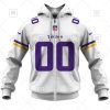 NFL Minnesota Vikings Custom Name Number White Road Jersey Zip Up Hoodie