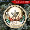 NFL New Orleans Saints Custom Name Ho Ho Ho Santa’s Reindeer Round Ornament