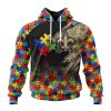 NFL New Orleans Saints Custom Name Number Autism Awareness Design Pullover Hoodie