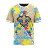 NFL New Orleans Saints Custom Name Number Puzzle Autism Awareness T-Shirt