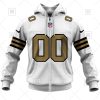 NFL New Orleans Saints Custom Name Number White Alternate Jersey Zip Up Hoodie