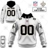 NFL New Orleans Saints Custom Name Number White Road Jersey Pullover Hoodie