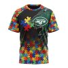 NFL New York Jets Custom Name Number Autism Awareness Design T-Shirt