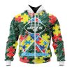 NFL New York Jets Custom Name Number Puzzle Autism Awareness Zip Up Hoodie