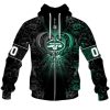 NFL New York Jets Custom Name Number Rose Dragon Zip Up Hoodie