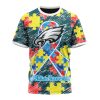 NFL Philadelphia Eagles Custom Name Number Puzzle Autism Awareness T-Shirt