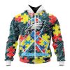 NFL Philadelphia Eagles Custom Name Number Puzzle Autism Awareness Zip Up Hoodie