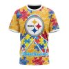 NFL Pittsburgh Steelers Custom Name Number Puzzle Autism Awareness T-Shirt