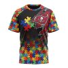 NFL Tampa Bay Buccaneers Custom Name Number Autism Awareness Design T-Shirt