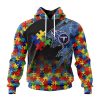 NFL Tennessee Titans Custom Name Number Autism Awareness Design Pullover Hoodie