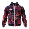 AFL Melbourne Demons Custom Name Number Camo Morden Art Style Zip Up Hoodie