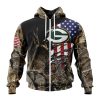 NFL Green Bay Packers Custom Name Number Camo Realtree Hunting Zip Up Hoodie