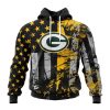 NFL Green Bay Packers Custom Name Number Classic Grunge American Flag Pullover Hoodie