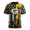 NFL Green Bay Packers Custom Name Number Classic Grunge American Flag T-Shirt