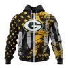 NFL Green Bay Packers Custom Name Number Classic Grunge American Flag Zip Up Hoodie