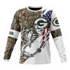 NFL Green Bay Packers Custom Name Number Fishing With Flag Of USA Sweatshirt