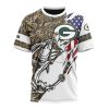 NFL Green Bay Packers Custom Name Number Fishing With Flag Of USA T-Shirt