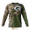 NFL Green Bay Packers Custom Name Number Green Camo US Military Sweatshirt