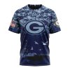 NFL Green Bay Packers Custom Name Number Honor US Navy Veterans T-Shirt