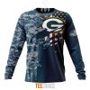 NFL Green Bay Packers Custom Name Number Navy Skull Camo Veteran Sweatshirt
