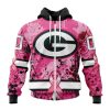 NFL Green Bay Packers Custom Name Number Pink Breast Cancer Zip Up Hoodie