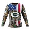 NFL Green Bay Packers Custom Name Number USA Flag Camo Realtree Sweatshirt