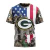 NFL Green Bay Packers Custom Name Number USA Flag Camo Realtree T-Shirt