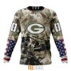 NFL Green Bay Packers Custom Name Number Veteran Salute To Service Sweatshirt