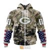 NFL Green Bay Packers Custom Name Number Veteran Salute To Service Zip Up Hoodie