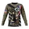 NFL Green Bay Packers Custom Name Number Veterans Kneeling Soldier Sweatshirt