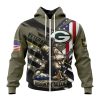 NFL Green Bay Packers Custom Name Number Veterans Kneeling Soldier Zip Up Hoodie