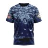 NFL Jacksonville Jaguars Custom Name Number Honor US Navy Veterans T-Shirt