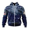 NFL Jacksonville Jaguars Custom Name Number Honor US Navy Veterans Zip Up Hoodie