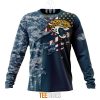 NFL Jacksonville Jaguars Custom Name Number Navy Skull Camo Veteran Sweatshirt