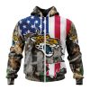NFL Jacksonville Jaguars Custom Name Number USA Flag Camo Realtree Zip Up Hoodie