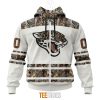 NFL Jacksonville Jaguars Custom Name Number White Camo Hunting Zip Up Hoodie