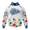 NFL Kansas City Chiefs Custom Name Number Autism Awareness Hands Pullover Hoodie