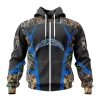 NFL Los Angeles Chargers Custom Name Number Camo Hunting Zip Up Hoodie