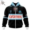 NRL Cronulla-Sutherland Sharks Custom Name Number 2024 Away Jersey Zip Up Hoodie
