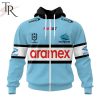NRL Cronulla-Sutherland Sharks Custom Name Number 2024 Home Jersey Zip Up Hoodie