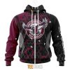 NRL Manly Warringah Sea Eagles Custom Name Number MotoCross Style Zip Up Hoodie