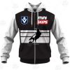 AFL Collingwood Magpies Custom Name Number VFL 1970s Vintage Guernsey Zip Up Hoodie
