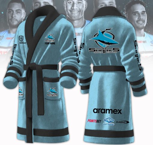 Cronulla-Sutherland Sharks Custom Name New Version Fleece Bathrobe