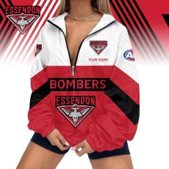 Essendon Bombers Custom Name New Style V-Neck Zipper Jacket