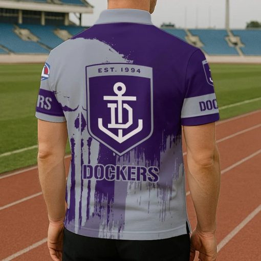 Fremantle Dockers Custom Name New Style Skull Zipper Polo Shirt