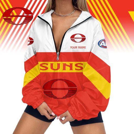 Gold Coast Suns Custom Name New Style V-Neck Zipper Jacket