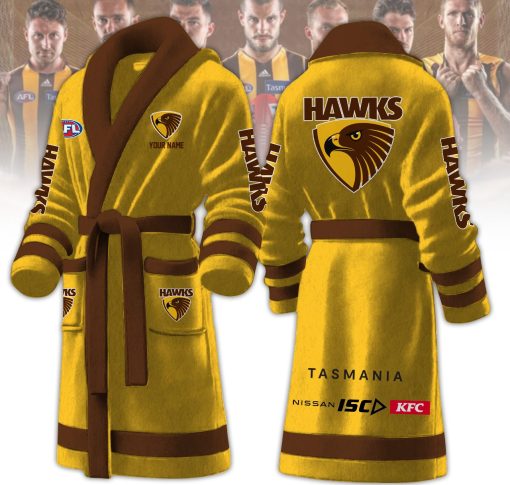 Hawthorn Hawks Custom Name New Version Fleece Bathrobe