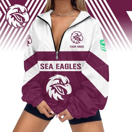 Manly Warringah Sea Eagles Custom Name New Style V-Neck Zipper Jacket