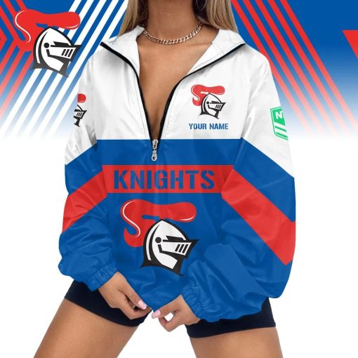 Newcastle Knights Custom Name New Style V-Neck Zipper Jacket